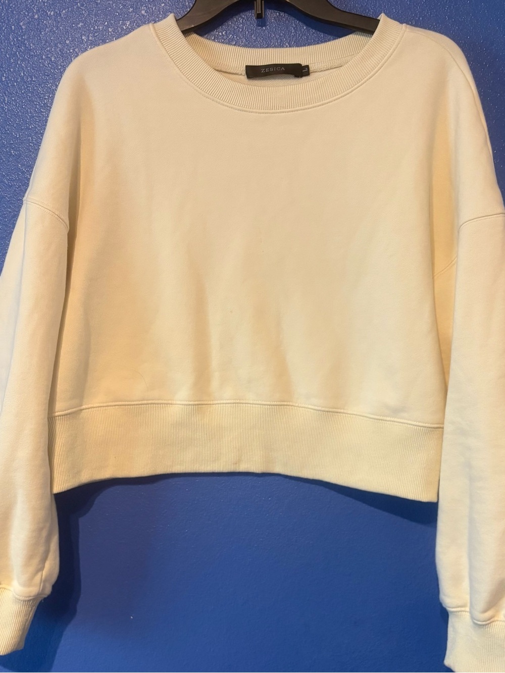 Zesica Cream Cropped Crew Sweatshirt
